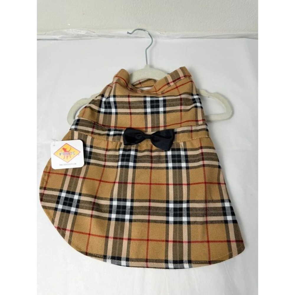 The Worthy Dog Tan Plaid Dress Size M NWT